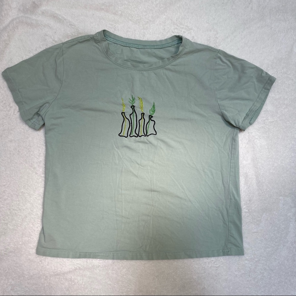 shein green plant t shirt